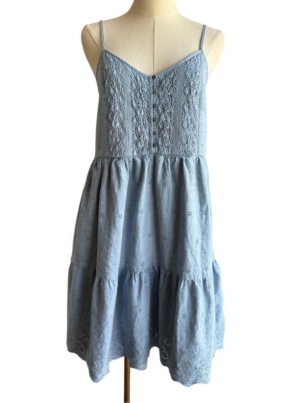 Levi's Light Blue Eyelet Tiered Sundress